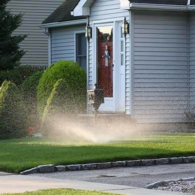 house with sprinkler